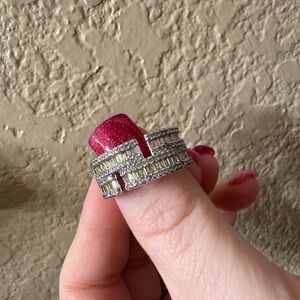 Bomb Party Cubic Zirconia Ring, size 8